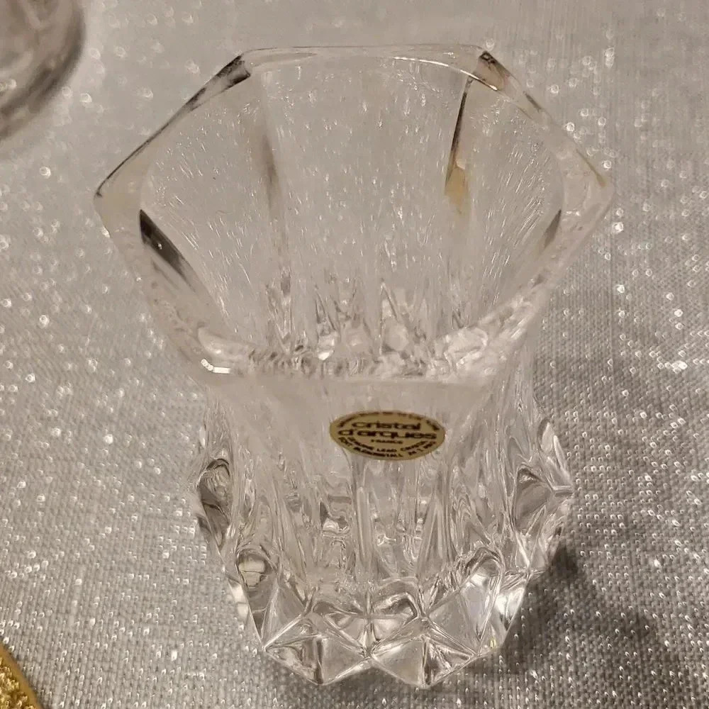 Vintage Anemone Cristal D'Arques 24% Lead Crystal Vase 5" Made in France - Picture 2 of 2
